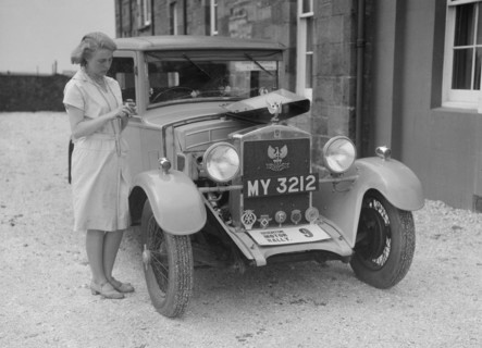 Bianchi saloon of Kitty Brunell at the B&HMC Brighton Motor Rally, 1930. Artist: Bill Brunell.