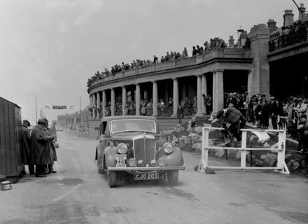 Morris Twenty of RA Bishop competing in the Blackpool Rally, 1936. Artist: Bill Brunell.