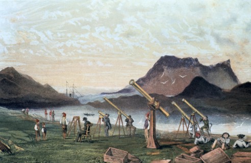 Observing a total solar eclipse, 1851 (1857). Artist: Anon