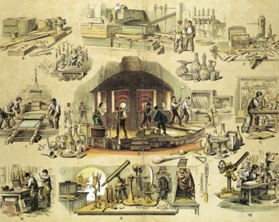 Glass manufacturing, c1870. Artist: Unknown