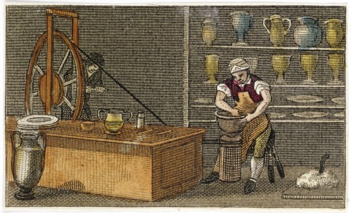 Potter at work at the Wedgwood's Etruria factory, Hanley, Staffordshire, c1830. Artist: Unknown