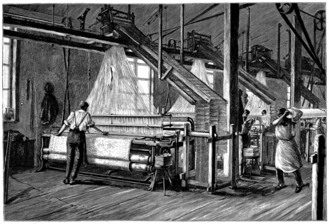 Weaving shed fitted with Jacquard power looms, c1880. Artist: Unknown