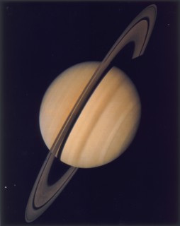 Full view of Saturn and her rings, 1980. Artist: Unknown
