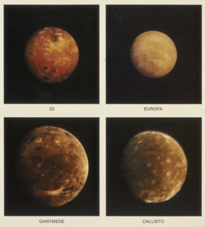 Four moons of Jupiter. Io, Europa, Ganymede and Callisto, 1979. Artist: Unknown
