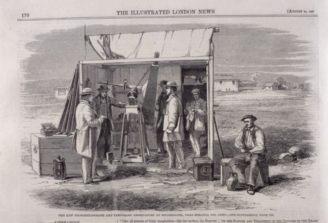 The Kew heliograph being used in an eclipse-viewing expedition to Spain, 1860. Artist: Unknown