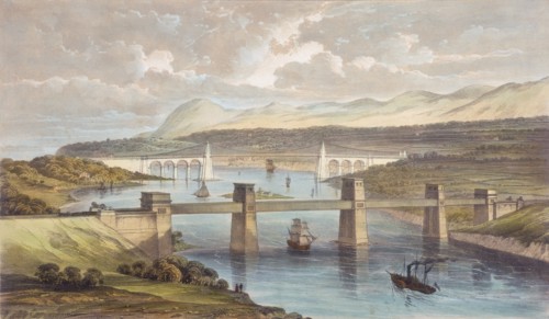 The Britannia Tubular Bridge, Menai Strait, Wales, c1850. Artist: Unknown