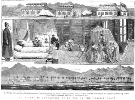 Europeans in a smallpox quarantine camp at El Tor, North Africa, 1884. Artist: Unknown