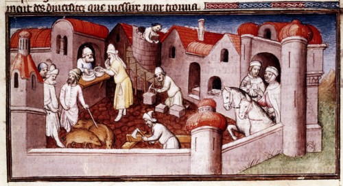 Scene from Marco Polo's "Book of Marvels...", early 15th century. Creator: Boucicaut Master.