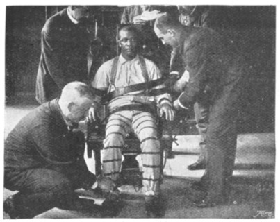 'Strapping the Victim into the Death Chair', United States, 1898. Artist: Unknown