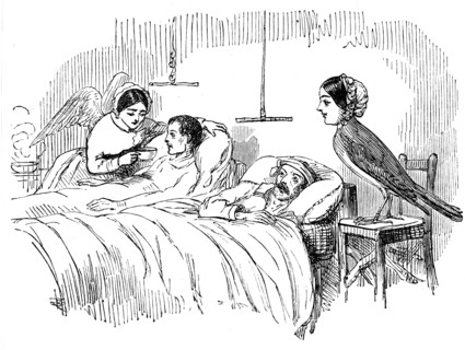Florence Nightingale watching a nurse at work, 1854. Artist: Unknown