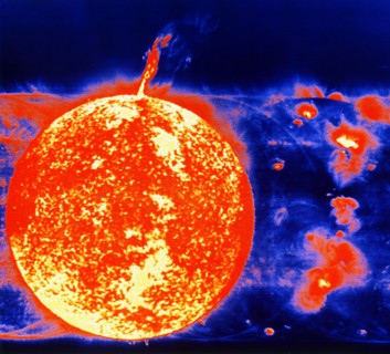 Sunspots and solar prominences, 1973. Artist: Unknown