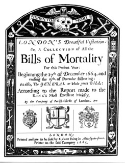 Bills of mortality bill for London, covering part of the period of the Great Plague, 1664-1665. Artist: Unknown