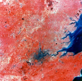 Composite photograph of London taken by Landsat 2, 29 July 1975. Artist: Unknown