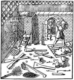 Smelting of ores (gold, silver, copper and lead), 1556. Artist: Unknown