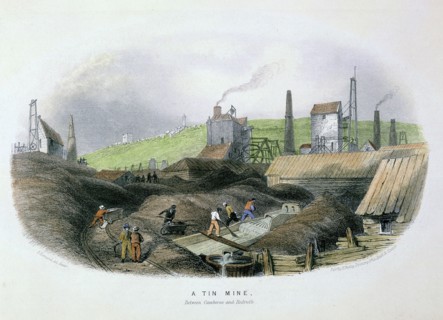 Tin mine between Camborne and Redruth, Cornwall, c1860. Artist: Unknown