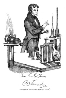 Michael Faraday lecturing at the Royal Institution, London, c1835. Artist: Unknown