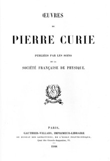 Title page of Oeuvres de Pierre Curie, 1908. Artist: Unknown