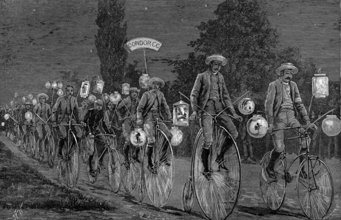 Gathering of the UK cycling clubs at Castle Inn, Woodford, Essex, 1 June 1889. Artist: Unknown