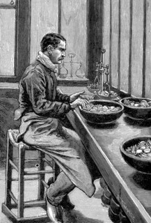 Testing the weight of gold pieces, Paris mint, 1892. Artist: Unknown