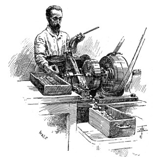 Milling the edges of coins, Royal Mint, London, 1891. Artist: Unknown