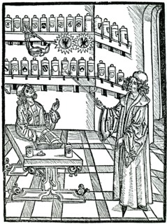 The apothecary's shop, Strasbourg, 1483.  Artist: Johannis De Cuba