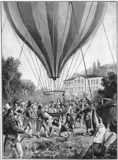 Joseph Louis Gay-Lussac making a balloon ascent from Paris, 14 September 1804 (1910). Artist: Unknown