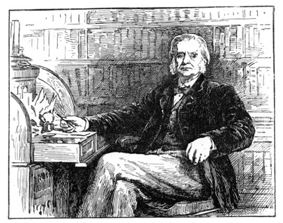 Thomas Henry Huxley, British biologist, at his desk, c1880. Artist: Unknown