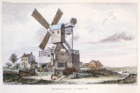 Post mill, Wimbledon Common, near London, c1840. Artist: Castle