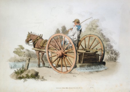 Watering cart for keeping down dust on roads, 1808. Artist: William Henry Pyne