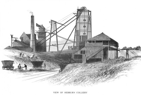Pithead at Hebburn Colliery, Newcastle-upon-Tyne area, 1860. Artist: Unknown