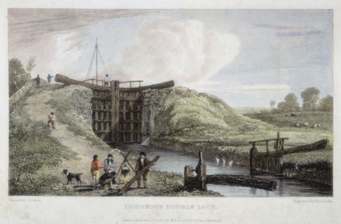 Dudgrove double lock above Lechlade, Thames and Severn Canal, 1814. Artist: William Bernard Cooke