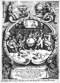 Frontispiece of A New System of Mathematicks by Jonas Moore, 1681. Artist: Unknown