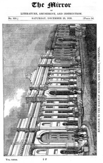 Façade of Lime Street Station, Liverpool, 1838. Artist: Unknown