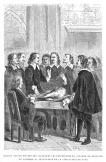 Harvey demonstrating circulation of the blood to the College of Physicians, c1628 (1870). Artist: Unknown