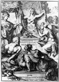 Frontispiece of Ontledigen en Ondekkigen...Brieven by Anton van Leeuwenhoek, 1686. Artist: Unknown