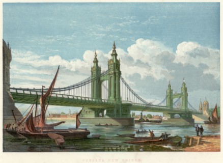 Chelsea Bridge, London, 1858. Artist: Unknown