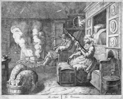 Peasant cottage interior, possibly Netherlands or northern France, 17th century. Artist: Unknown