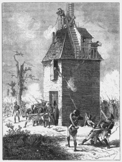 Napoleon's troops defending a telegraph tower, c1815, (c1870). Artist: Unknown