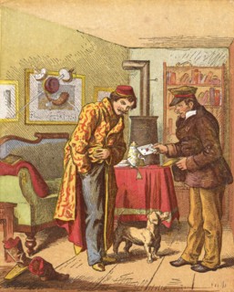 Paying for letter delivery, c1870 Artist: Oskar Pletsch