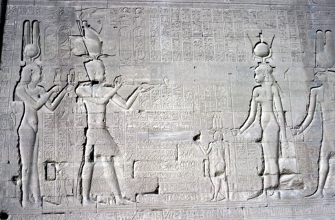 Relief of Cleopatra and Caesarion, Temple of Hathor, Dendera, Egypt, c125 BC-c60 AD. Artist: Unknown