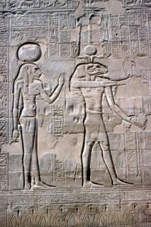 Detail of a relief of Sekhmet and Knum, Temple of Khnum, Ptolemaic & Roman Periods. Artist: Unknown