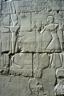 Relief of Rameses II offering to the fertility god Min, Temple of Amun, Karnak, Egypt. Artist: Unknown