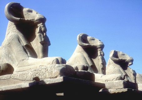 Ram-headed sphinxes, Temple of Amun, Karnak, Egypt. Artist: Unknown