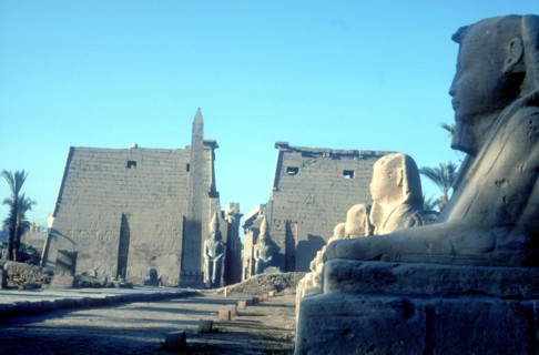 Temple sacred to Amun Mut & Khons (Khonsu), Luxor, Egypt. Artist: Unknown
