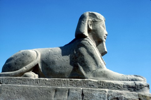 A sphinx from the avenue of Sphinxes, Temple sacred to Amun Mut & Khons, Luxor, Egypt, c370 BC. Artist: Unknown