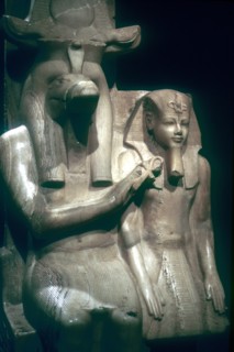 The crocodile-god Sobek with Pharaoh Amenhotep III, Sobek Temple, Dakamsha, Egypt, c1380 BC. Artist: Unknown