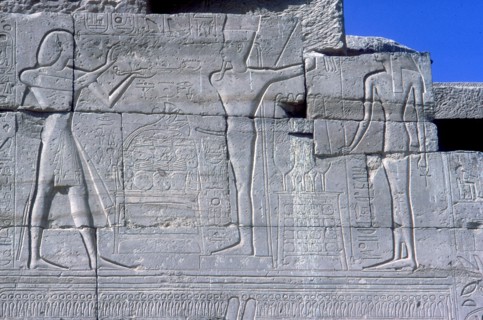 Relief showing Rameses II before Min, The Ramesseum, Temple of Rameses II, Luxor, Egypt, c1250 BC. Artist: Unknown