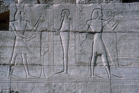Relief showing Rameses II before Ptah, The Ramesseum, Temple of Rameses II, Luxor, Egypt, c1250 BC. Artist: Unknown