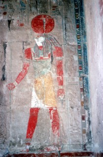 Wall painting of Horus (falcon-headed god), Temple of Queen Hatshepsut, c15thcentury BC. Artist: Unknown