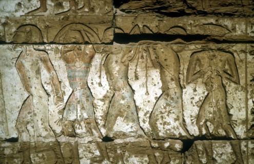 Reliefs of Enemy captives, Mortuary Temple of Rameses III, Medinat Habu, Egypt, c12th century BC. Artist: Unknown